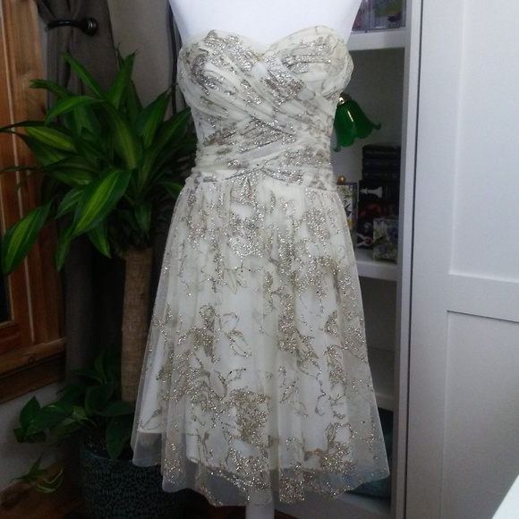 Adrianna Papell Dresses & Skirts - Hailey Adrianna Papell Gold Glitter Strapless Mini